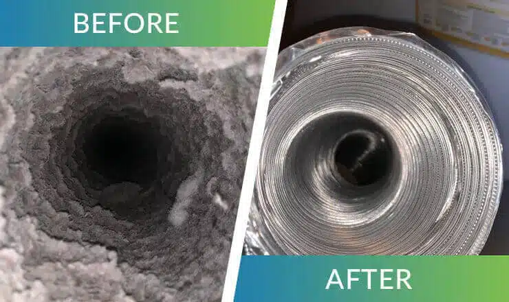Before and after dryer vent cleaning in Omaha, NE by Omaha Handyman Service